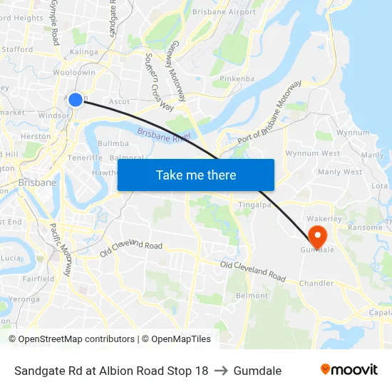 Sandgate Rd at Albion Road Stop 18 to Gumdale map