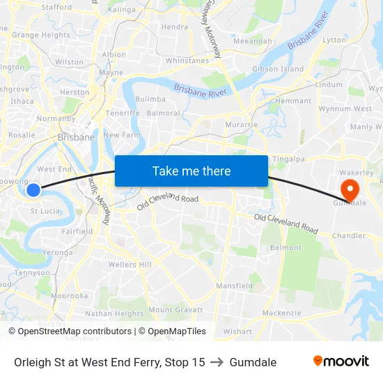 Orleigh St at West End Ferry, Stop 15 to Gumdale map