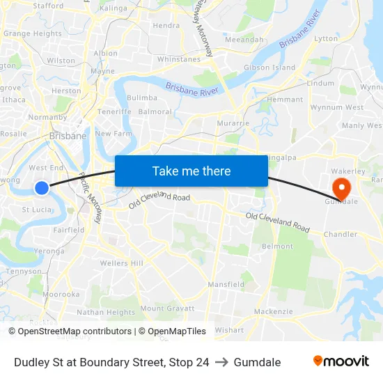Dudley St at Boundary Street, Stop 24 to Gumdale map