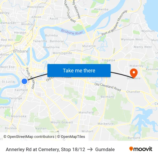 Annerley Rd at Cemetery, Stop 18/12 to Gumdale map
