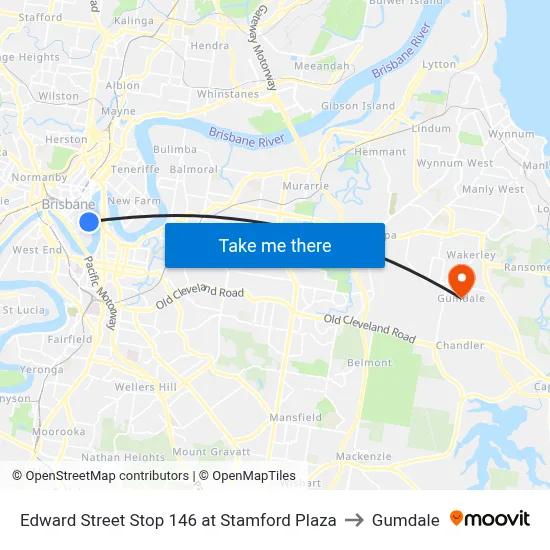 Edward Street Stop 146 at Stamford Plaza to Gumdale map