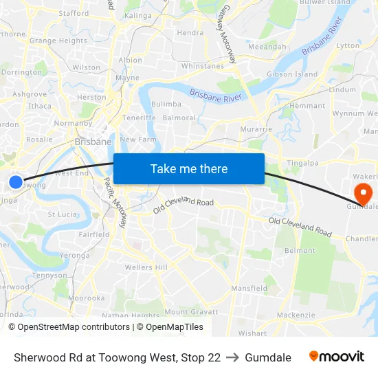 Sherwood Rd at Toowong West, Stop 22 to Gumdale map