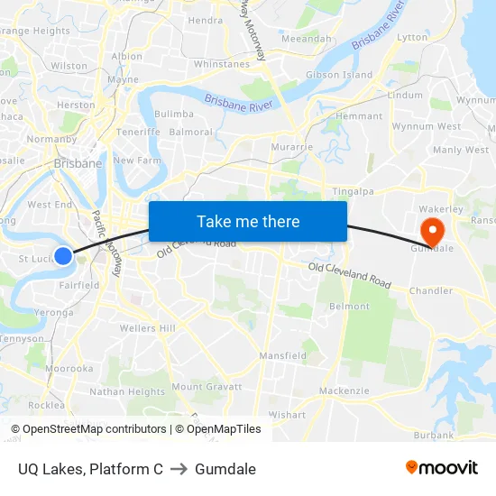 UQ Lakes, Platform C to Gumdale map