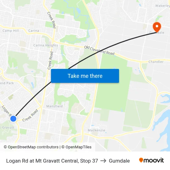 Logan Rd at Mt Gravatt Central, Stop 37 to Gumdale map