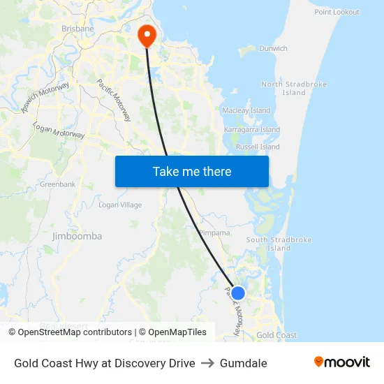 Gold Coast Hwy at Discovery Drive to Gumdale map