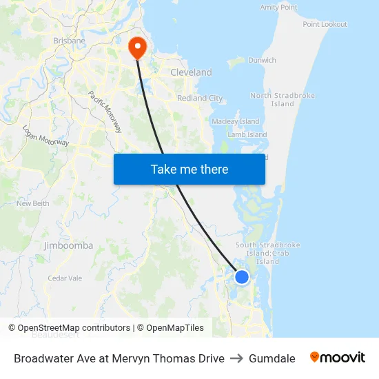 Broadwater Ave at Mervyn Thomas Drive to Gumdale map