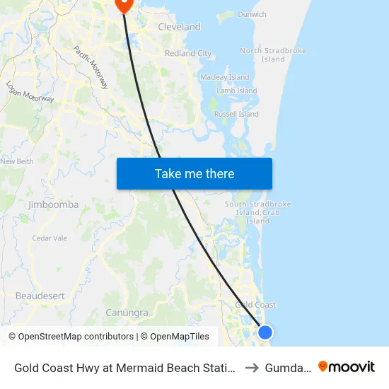 Gold Coast Hwy at Mermaid Beach Station to Gumdale map