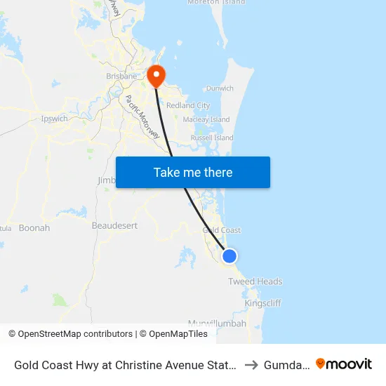 Gold Coast Hwy at Christine Avenue Station to Gumdale map