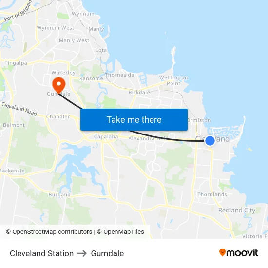 Cleveland Station to Gumdale map