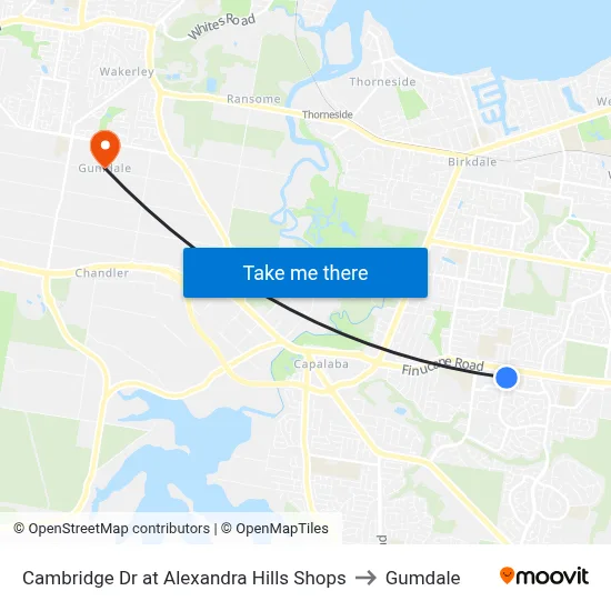 Cambridge Dr at Alexandra Hills Shops to Gumdale map