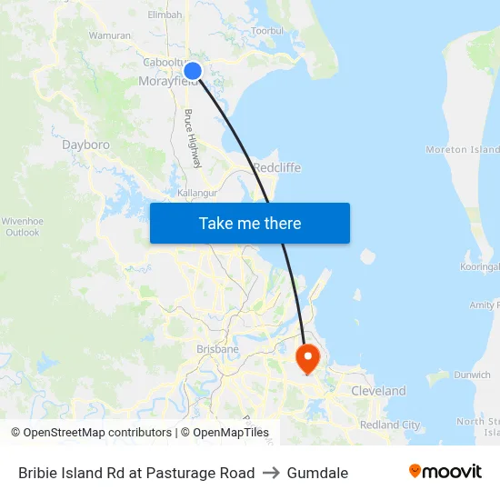 Bribie Island Rd at Pasturage Road to Gumdale map