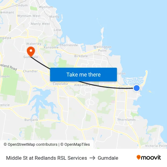 Middle St at Redlands RSL Services to Gumdale map