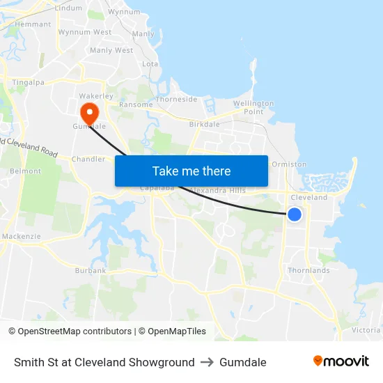 Smith St at Cleveland Showground to Gumdale map
