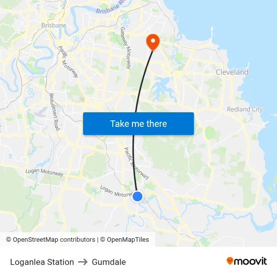 Loganlea Station to Gumdale map