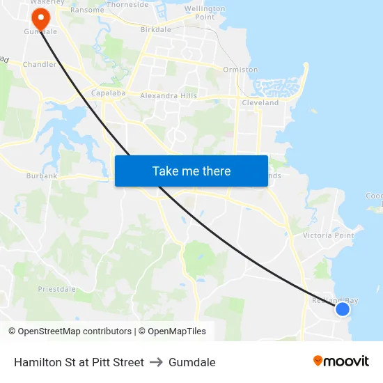 Hamilton St at Pitt Street to Gumdale map