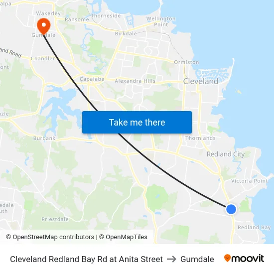 Cleveland Redland Bay Rd at Anita Street to Gumdale map