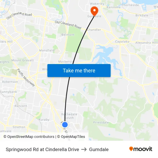 Springwood Rd at Cinderella Drive to Gumdale map