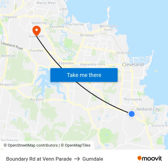 Boundary Rd at Venn Parade to Gumdale map