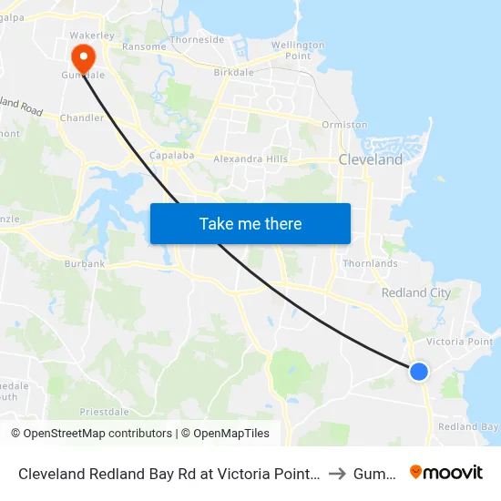Cleveland Redland Bay Rd at Victoria Point High School to Gumdale map