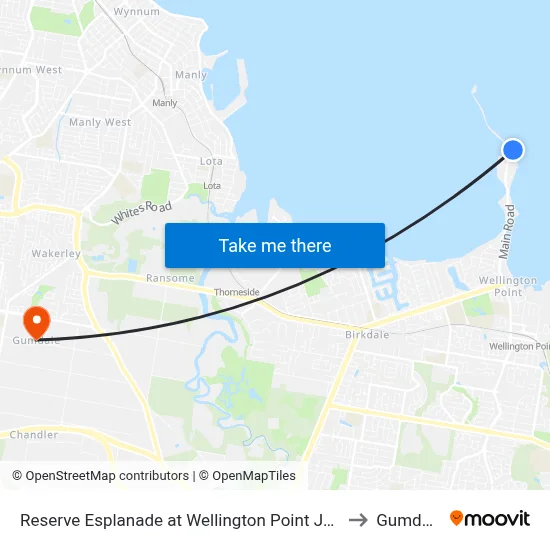 Reserve Esplanade at Wellington Point Jetty to Gumdale map