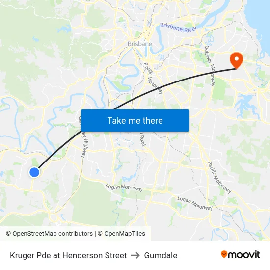 Kruger Pde at Henderson Street to Gumdale map