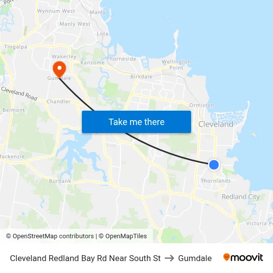 Cleveland Redland Bay Rd Near South St to Gumdale map