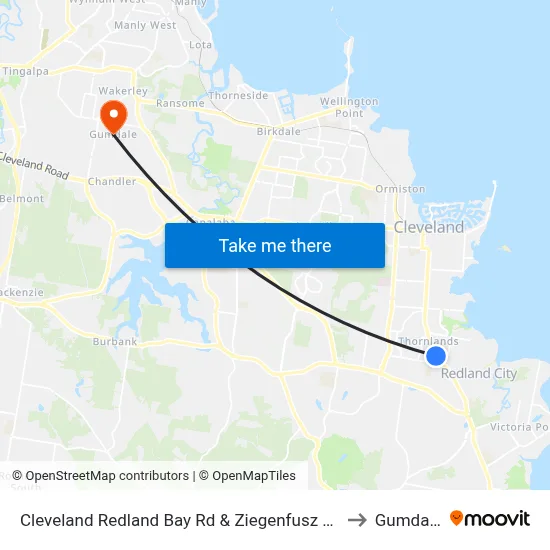 Cleveland Redland Bay Rd & Ziegenfusz Rd to Gumdale map