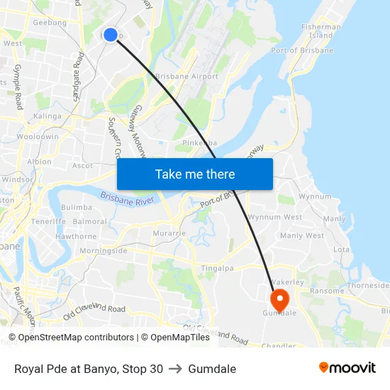 Royal Pde at Banyo, Stop 30 to Gumdale map