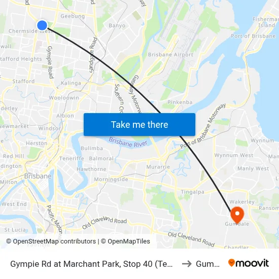 Gympie Rd at Marchant Park, Stop 40 (Temp Closure) to Gumdale map