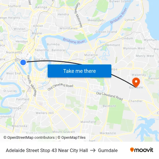 Adelaide Street Stop 43 Near City Hall to Gumdale map