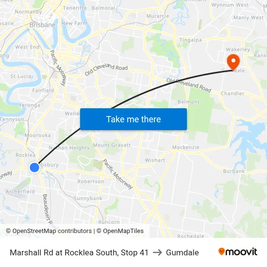 Marshall Rd at Rocklea South, Stop 41 to Gumdale map