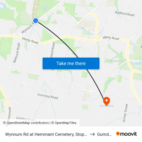 Wynnum Rd at Hemmant Cemetery, Stop 44 to Gumdale map