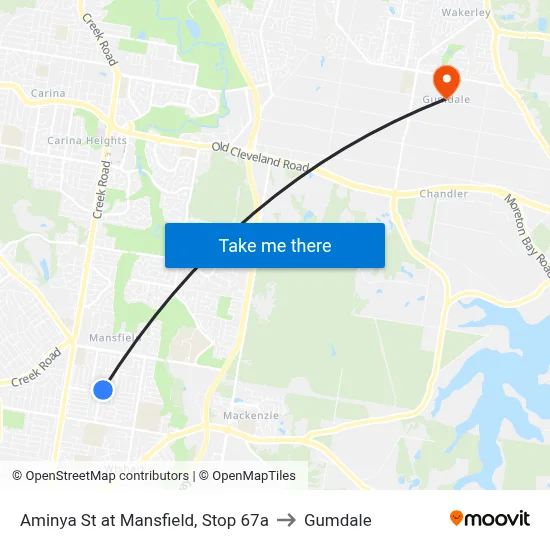 Aminya St at Mansfield, Stop 67a to Gumdale map