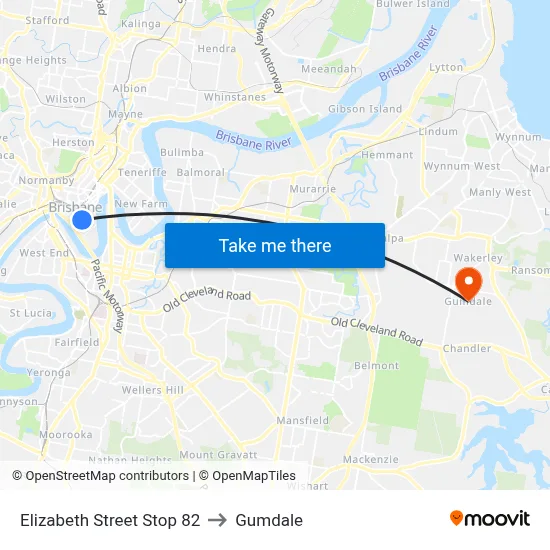 Elizabeth Street Stop 82 to Gumdale map