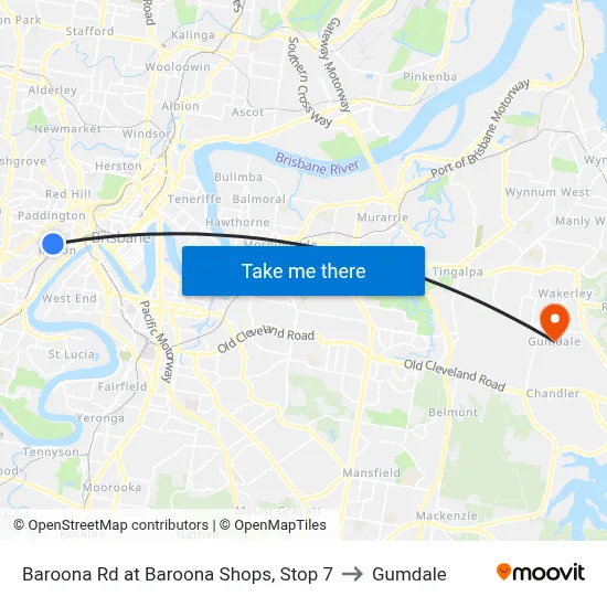 Baroona Rd at Baroona Shops, Stop 7 to Gumdale map