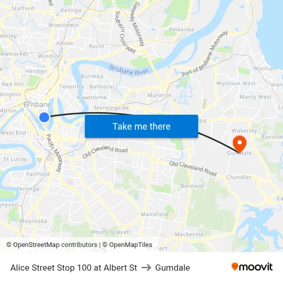 Alice Street Stop 100 at Albert St to Gumdale map
