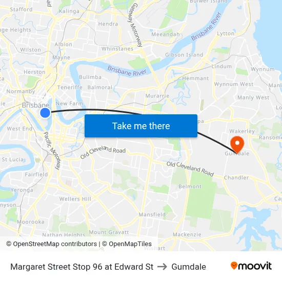 Margaret Street Stop 96 at Edward St to Gumdale map