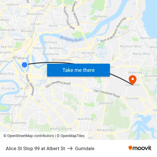 Alice St Stop 99 at Albert St to Gumdale map