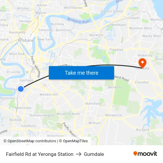 Fairfield Rd at Yeronga Station to Gumdale map