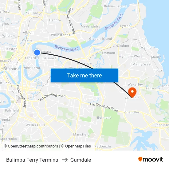 Bulimba Ferry Terminal to Gumdale map