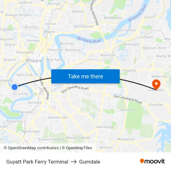 Guyatt Park Ferry Terminal to Gumdale map