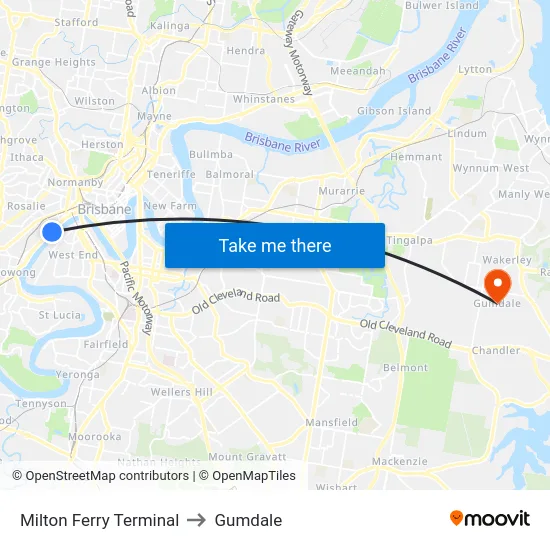 Milton Ferry Terminal to Gumdale map