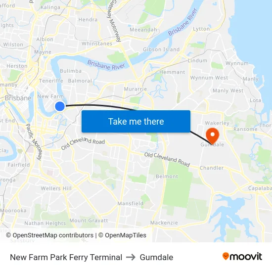 New Farm Park Ferry Terminal to Gumdale map