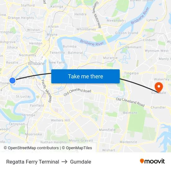 Regatta Ferry Terminal to Gumdale map