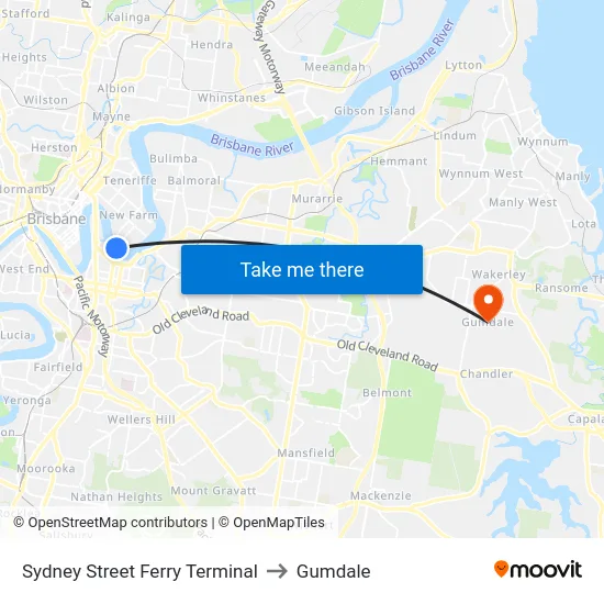 Sydney Street Ferry Terminal to Gumdale map