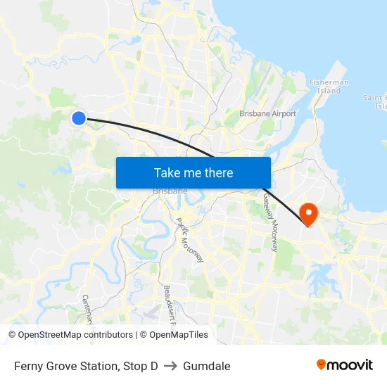 Ferny Grove Station, Stop D to Gumdale map