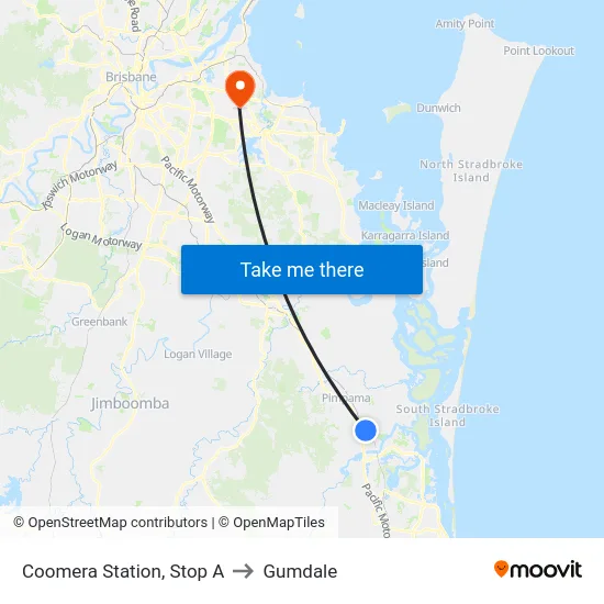 Coomera Station, Stop A to Gumdale map