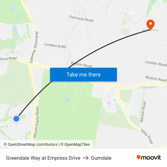 Greendale Way at Empress Drive to Gumdale map
