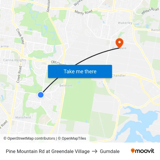Pine Mountain Rd at Greendale Village to Gumdale map