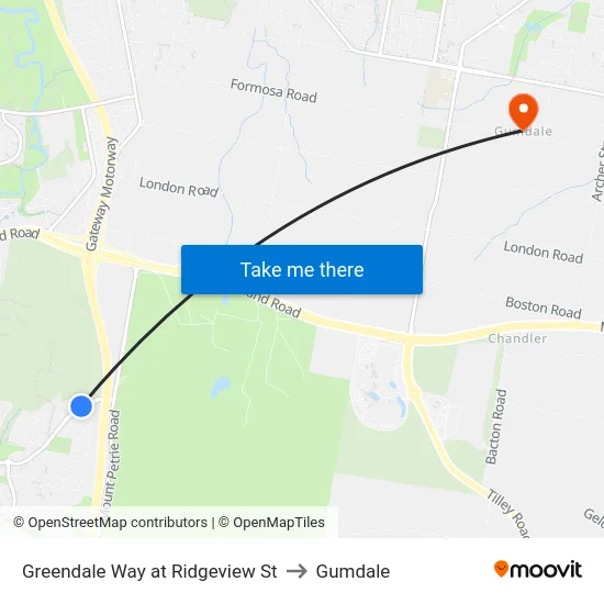 Greendale Way at Ridgeview St to Gumdale map